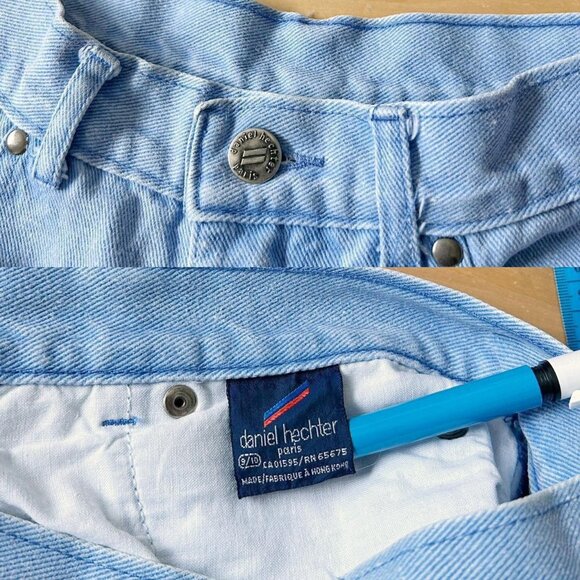 80s vintage highwaisted jeans high rise mom faded light purple blue Hechter. - Picture 5 of 5